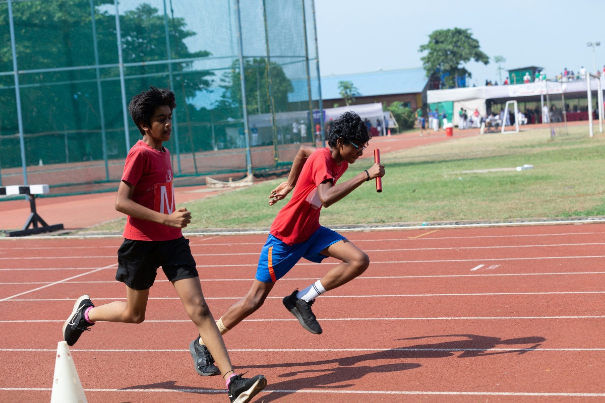 Young athletes training at sports academy facility